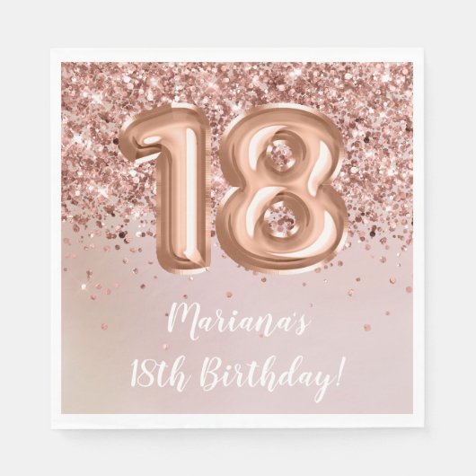 Roos Gold Kinder meisje 18e verjaardag Servet (Voorkant)