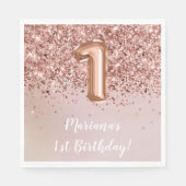 Roos Gold Kinder meisje 1e verjaardag Servet (Voorkant)