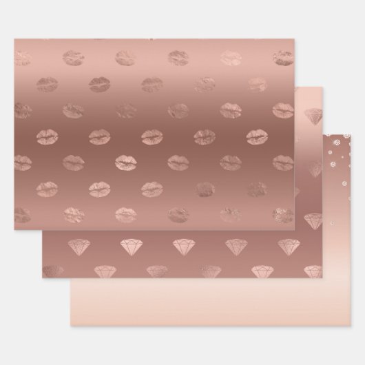 Roos Gold Kisses Lippen Inpakpapier Vel (Set)