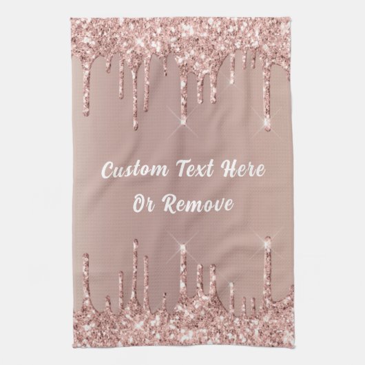 Roos Gold Kitchen Towel - Aangepaste tekst Theedoek (Verticaal)