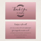 Roos Gold Korting Loyaliteit Dank u kaart (Voorkant /achterkant)