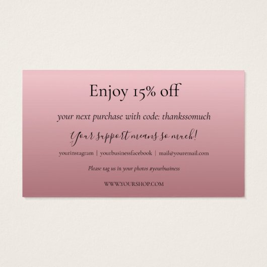 Roos Gold Korting Loyaliteit Dank u kaart (Achterkant)