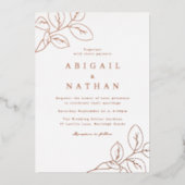 Roos Gold laat een elegante bruiloft achter Folie Uitnodiging (Voorkant)