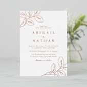 Roos Gold laat een elegante bruiloft achter Folie Uitnodiging (Staand Voorkant)