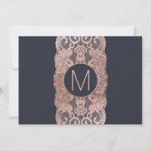 Roos Gold Lace en Navy Blue redden de data Save The Date (Achterkant)