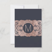 Roos Gold Lace en Navy Blue Table Numbers Kaart (Achterkant)