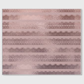 Roos Gold Lace Stripe Pattern op Blush Pink Cadeaupapier (Vlak)