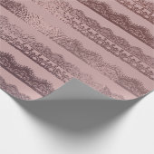 Roos Gold Lace Stripe Pattern op Blush Pink Cadeaupapier (Hoek)