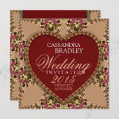 Roos Gold Lace Wedding Invitations Kaart (Voorkant / Achterkant)