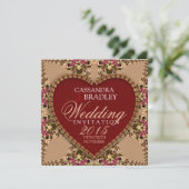 Roos Gold Lace Wedding Invitations Kaart (Staand voorkant)