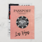 Roos Gold Las Vegas Passport Bewaar de datum Save The Date (Voorkant / Achterkant)
