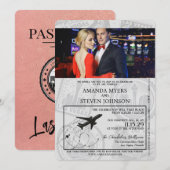 Roos Gold Las Vegas Passport Wedding Kaart (Voorkant / Achterkant)