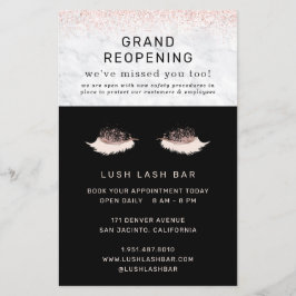 Roos Gold Lash Salon Grand Reopening Covid Safety Flyer
