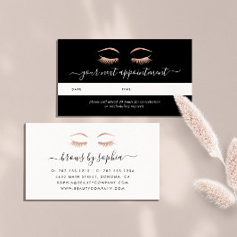 Roos Gold Lashes & Brows Appointards Afsprakenkaartje