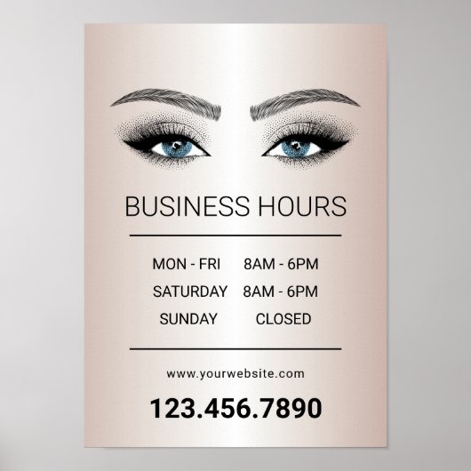 Roos Gold Lashes Brows Beauty Salon Openinguren Poster (Voorkant)