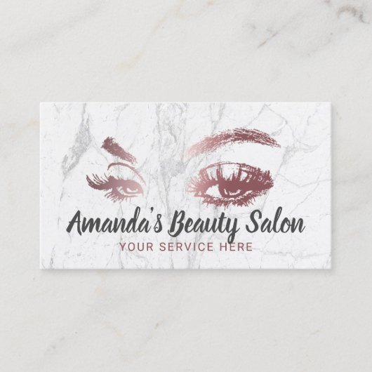 Roos Gold Lashes & Brows Marble Makeup Artist Visitekaartje (Voorkant)