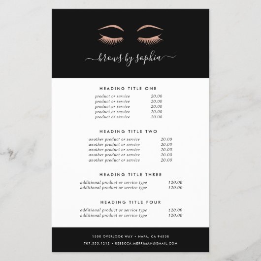 Roos Gold Lashes & Brows | Prijzen en diensten Flyer (Voorkant)