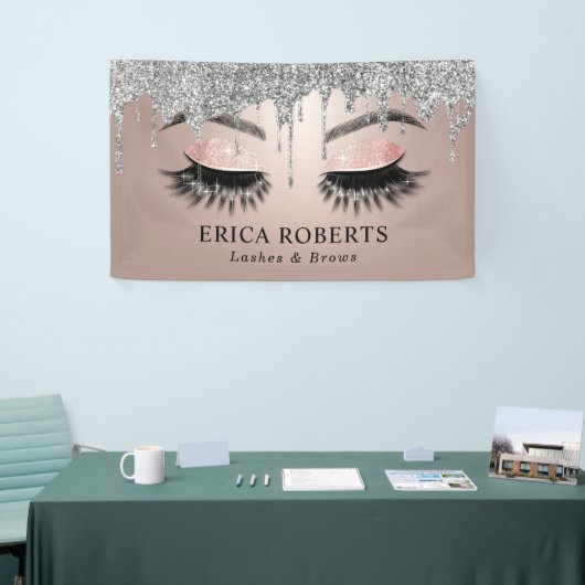Roos Gold Lashes & Brows Salon Modern Silver Drips Spandoek (Beurs)