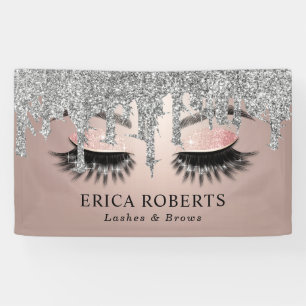 Roos Gold Lashes & Brows Salon Modern Silver Drips Spandoek