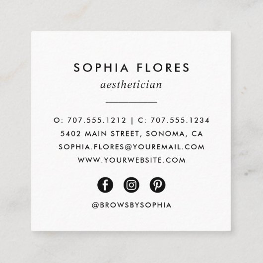 Roos Gold Lashes & Brows Vierkante Visitekaartje (Achterkant)