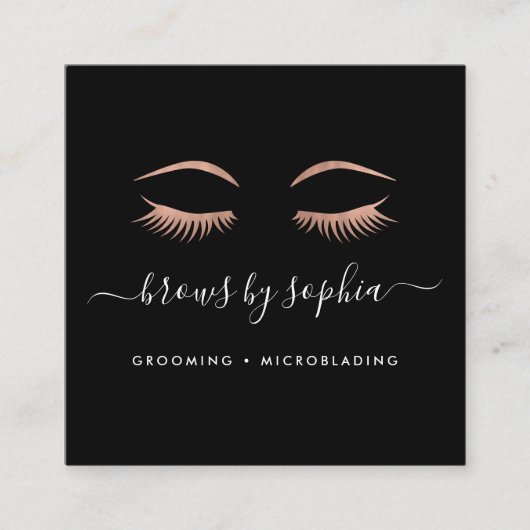 Roos Gold Lashes & Brows Vierkante Visitekaartje (Voorkant)
