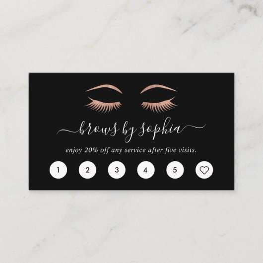 Roos Gold Lashes en Brows Loyalty-Kaarten Klantenkaartje (Voorkant)