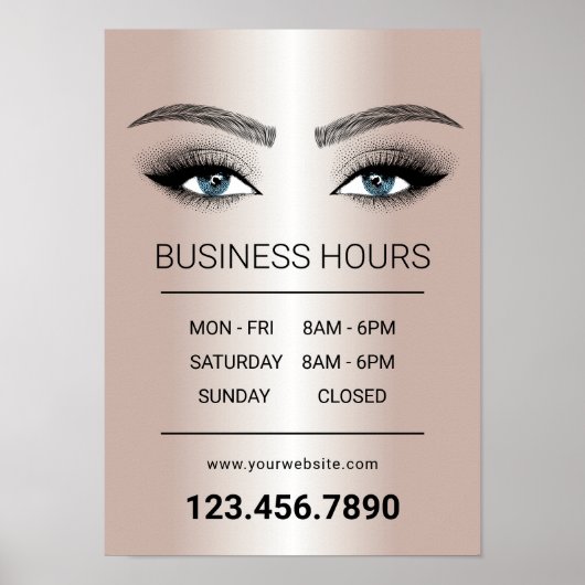 Roos Gold Lashes Makeup Artist Salon Openuren Poster (Voorkant)