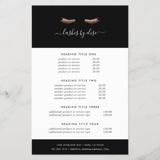 Roos Gold Lashes | Prijzen en diensten Flyer (Voorkant)