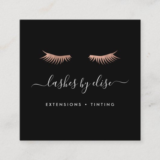 Roos Gold Lashes Vierkante Visitekaartje (Voorkant)