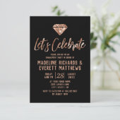 Roos Gold Laten we verlovingsfeest vieren uitnodig Kaart (Staand voorkant)