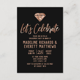 Roos Gold Laten we verlovingsfeest vieren uitnodig Kaart