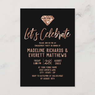 Roos Gold Laten we verlovingsfeest vieren uitnodig Kaart