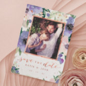 Roos Gold & Lavender Boho Foto opslaan Datum Kaart