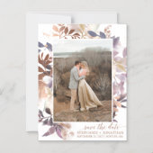 Roos Gold Leaf Fotobruiloft Bewaar de datummagneet Magnetische Uitnodiging (Voorkant)