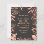 Roos Gold Leaf Tropical wordt mijn bruidsmeisje Kaart (Achterkant)