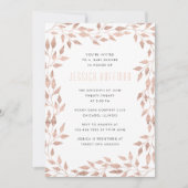 Roos Gold Leafy Border Baby shower Invitation Kaart (Voorkant)
