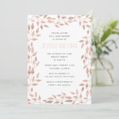 Roos Gold Leafy Border Baby shower Invitation Kaart (Staand voorkant)