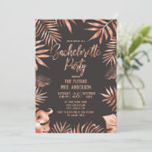 Roos Gold Leaves Bachelorette Feestuitnodiging Kaart (Staand voorkant)