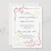 Roos Gold Leaves Border Bruiloft Uitnodiging (Voorkant)