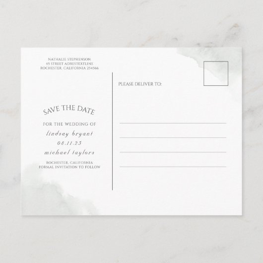 Roos Gold Leaves Greenery Save the Date Photo Aankondigingskaart (Achterkant)