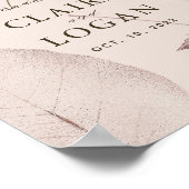 Roos Gold Leaves Pink Beige Wedding Welkom Poster (Hoek)