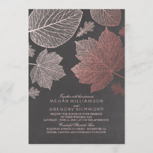 Roos Gold Leaves  Rustic Fall Wedding Kaart