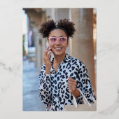 Roos Gold Leopard Cheetah Foto Sweet 16 Foi Folie Uitnodiging (Achterkant)