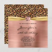 Roos Gold Leopard Folie Gem Heart 50e verjaardag Kaart (Voorkant / Achterkant)