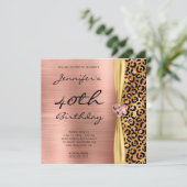Roos Gold Leopard Folie Gem Ribbon 40th Birthday Kaart (Staand voorkant)
