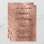 Roos Gold Leopard Glam Folie 21e verjaardag Kaart (Voorkant / Achterkant)