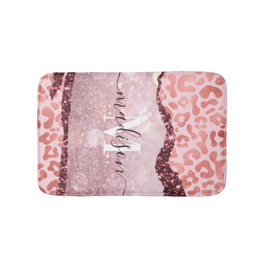 Roos Gold Leopard Print Badmat (Voorkant)