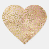 Roos Gold Leopard Print Hart Sticker (Voorkant)