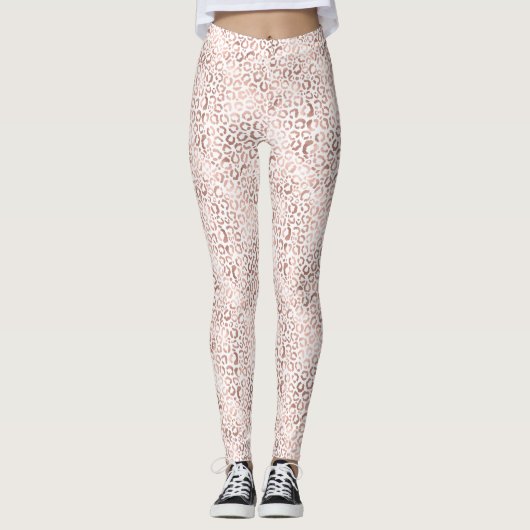 Roos Gold Leopard Print Leggings (Voorkant)