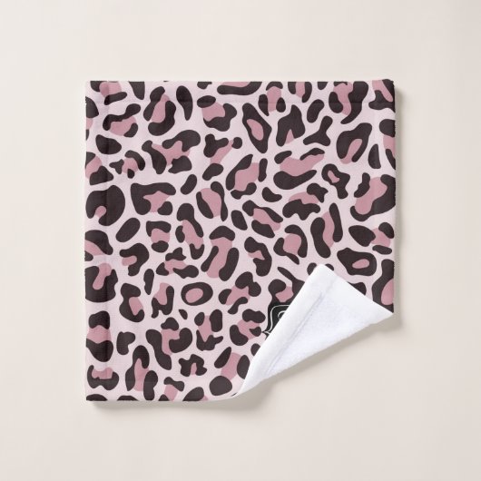 Roos Gold Leopard Print Monogram Luxe Towel set Bad Handdoek (Wasdoekje)
